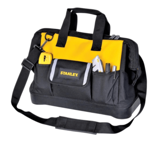 STST516126 Open Mouth Bag 16″ (STANLEY) with tools, durable and versatile tool bag for professionals by STANLEY.
