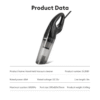 DL8081 Portable car vacuum cleaner (DELI) - Lightweight, high-power suction, ergonomic design ideal for in-car use.