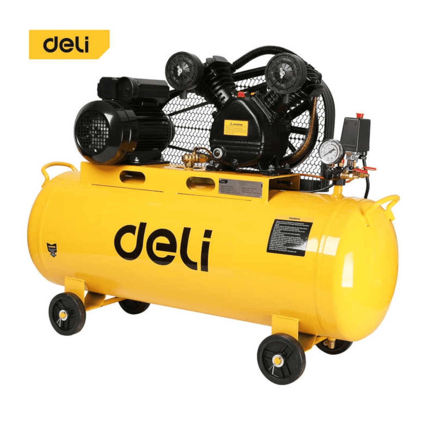 EDL‐PKY0.25/8‐E1 Air Compressor 100L (DELI) industrial air compressor with large yellow tank and durable motor