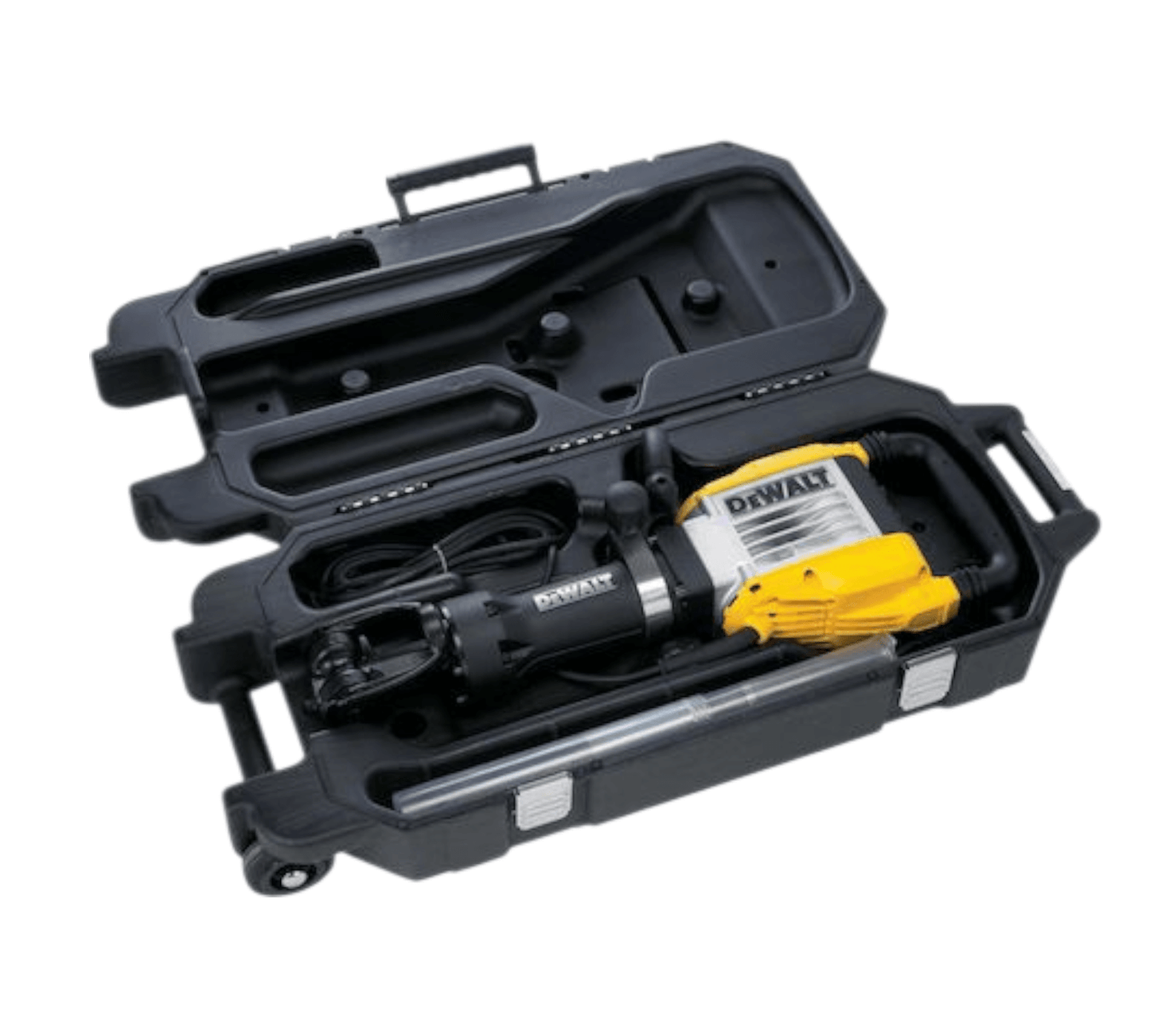 D25960K-QS HEX Demolition Breaker 28mm (DEWALT) in carrying case, ideal for heavy-duty concrete breaking.