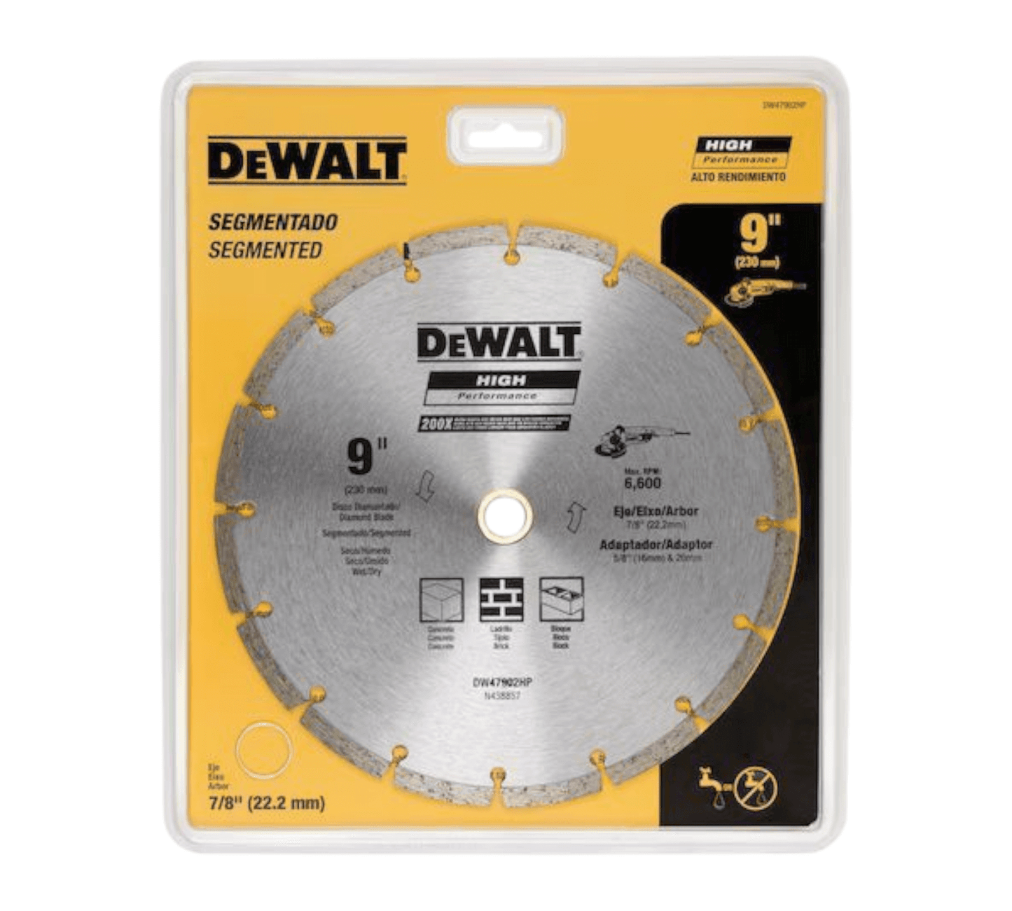 DW47902HP DIAMOND BLADE SEGMENTED 9″230mm (DEWALT) professional-grade cutting tool in packaging