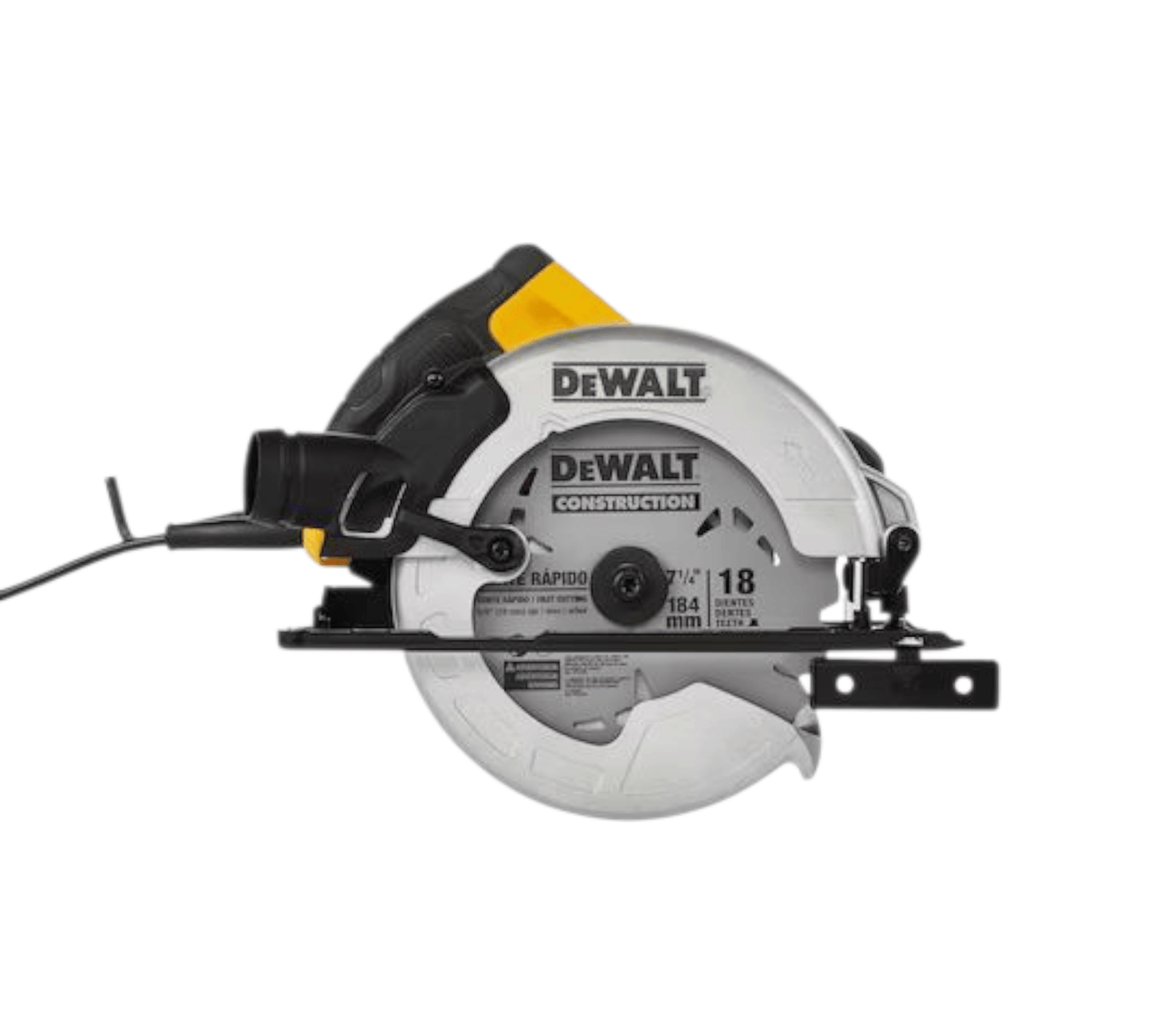 DWE5615-QS Circular Saw 1500W 190MM (DEWALT) side view showcasing blade and design features for precision cutting