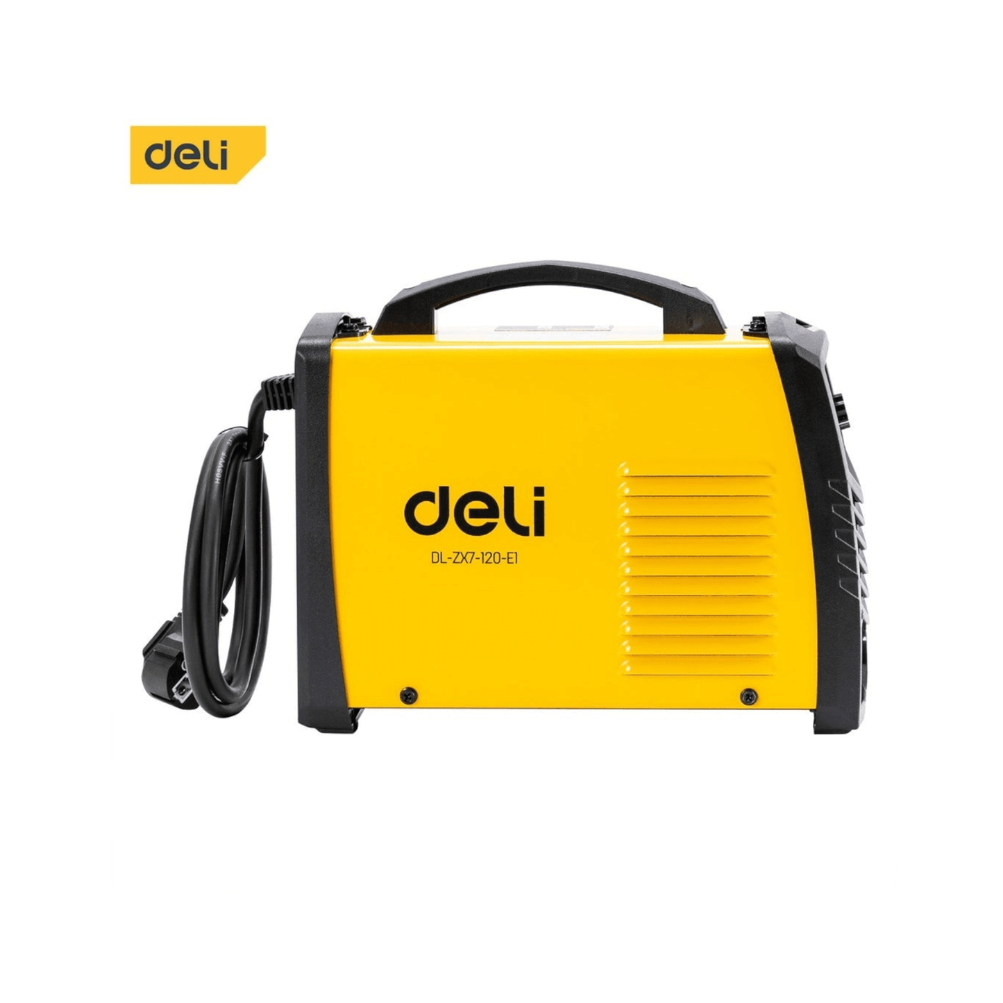 EDL‐ZX7‐120‐E1 Inverter MMA Welding Machine by DELI, yellow, portable welding device with power cord