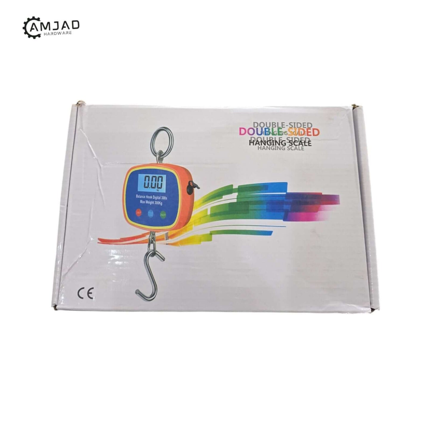 Box of Double Sided Handing Scale 300KG/600LB with vibrant design and display.