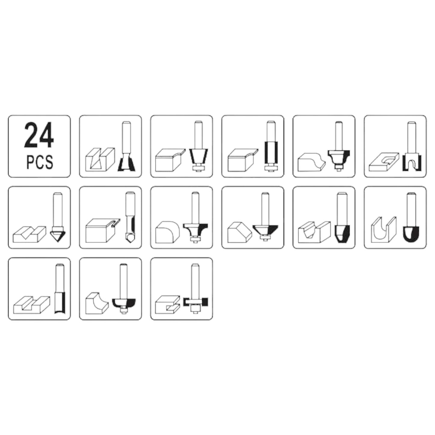 YT-6801Set of 24PCS Wood Burr (YATO) with various burr shapes for woodworking