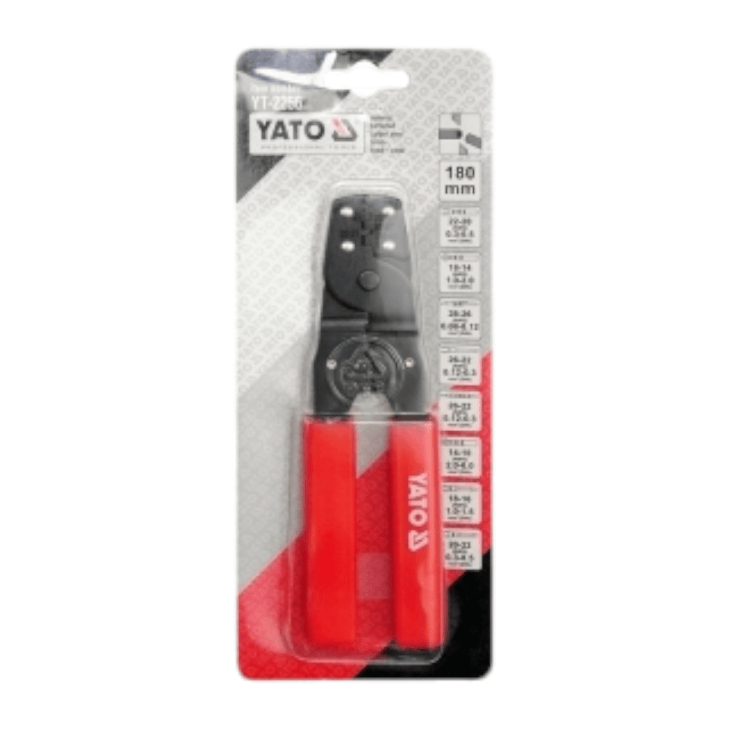 YT-2256 CRIMPING PLIER 2F (YATO) in packaging, professional tool for secure connections, ideal for electricians and DIY enthusiasts.
