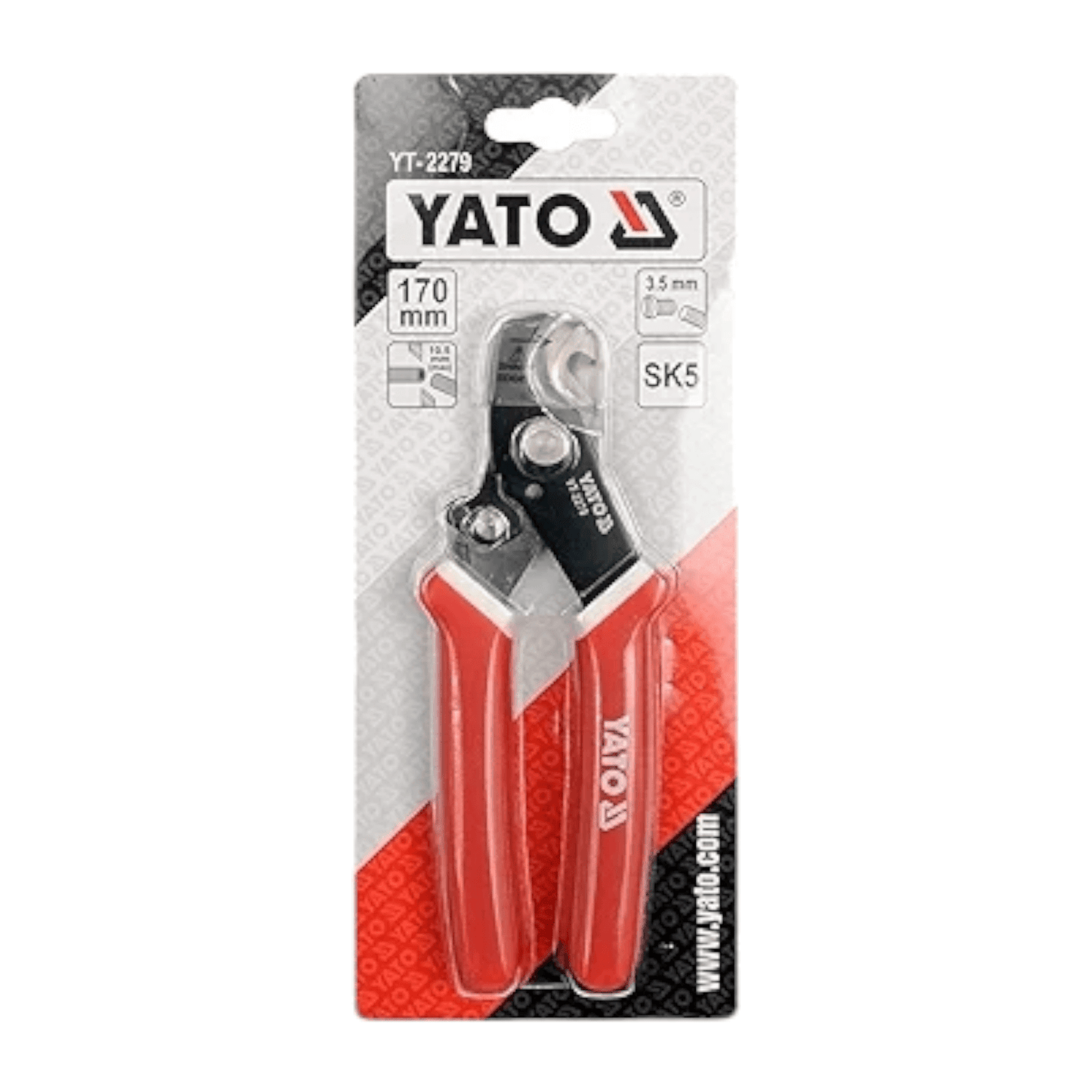 YT-2279 Cable Stripper 7″ (YATO) in packaging, ideal tool for electricians and DIY enthusiasts, featuring ergonomic design and precision blades.