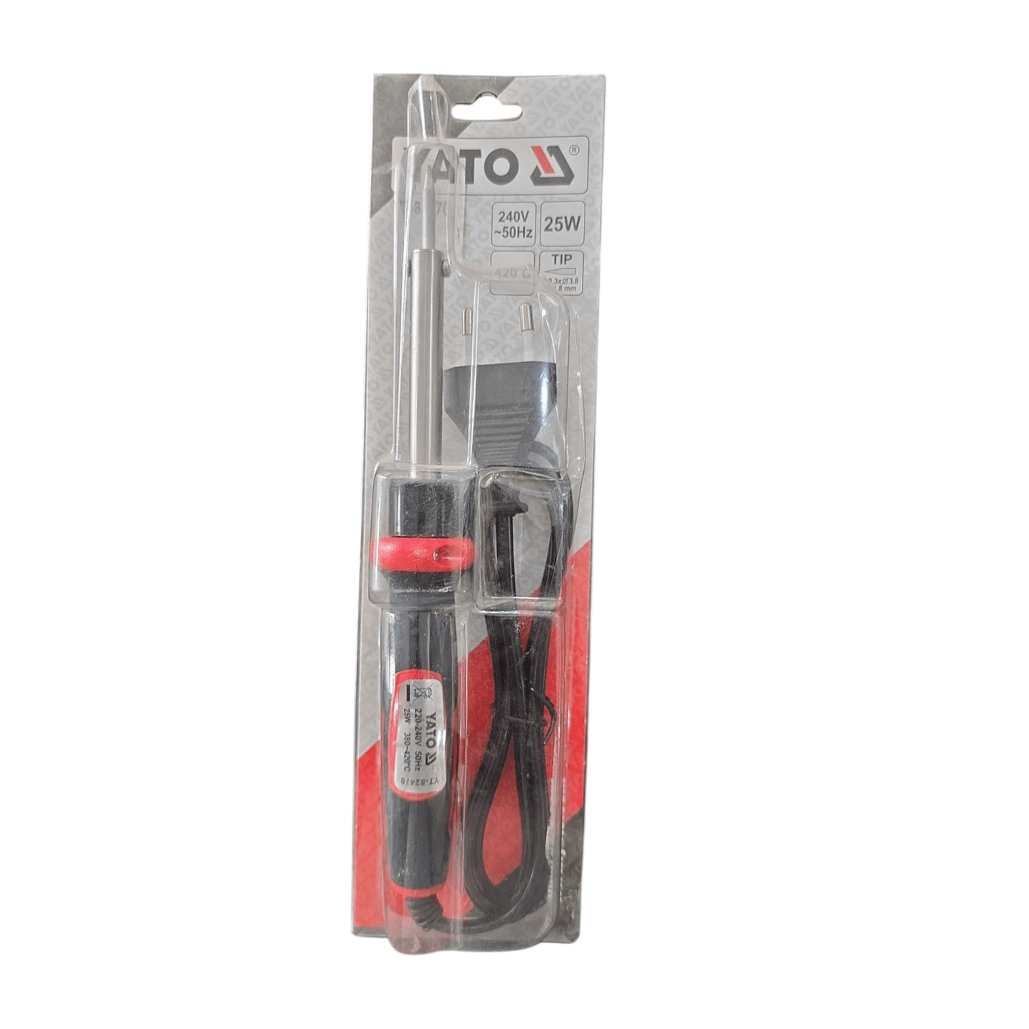 YT-82470 Soldering Iron 25W (YATO) in packaging, compact tool for precision tasks with ergonomic design.