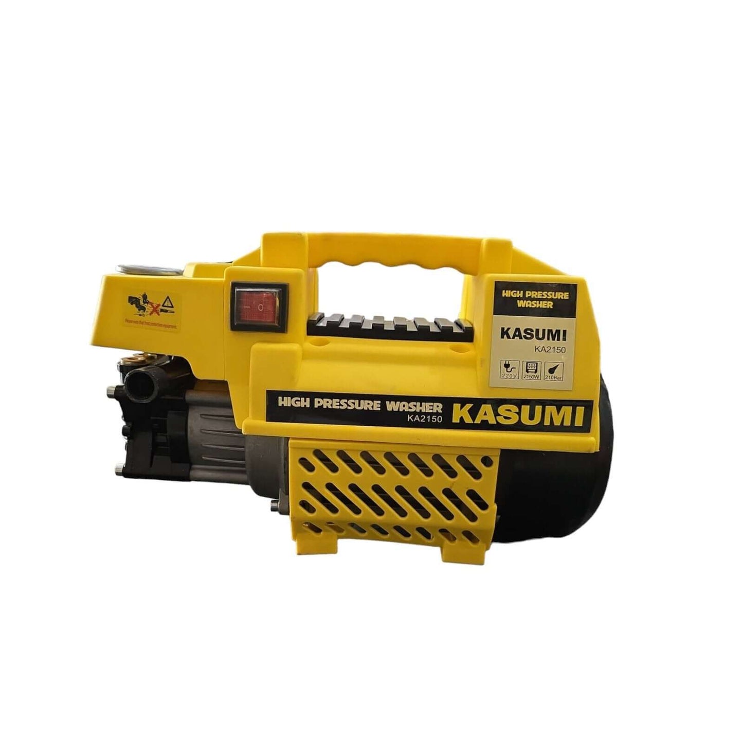 HIGH PRESSURE WASHER KA2150 (KASUMI) yellow model on white background, showcasing powerful motor and design for efficient cleaning.
