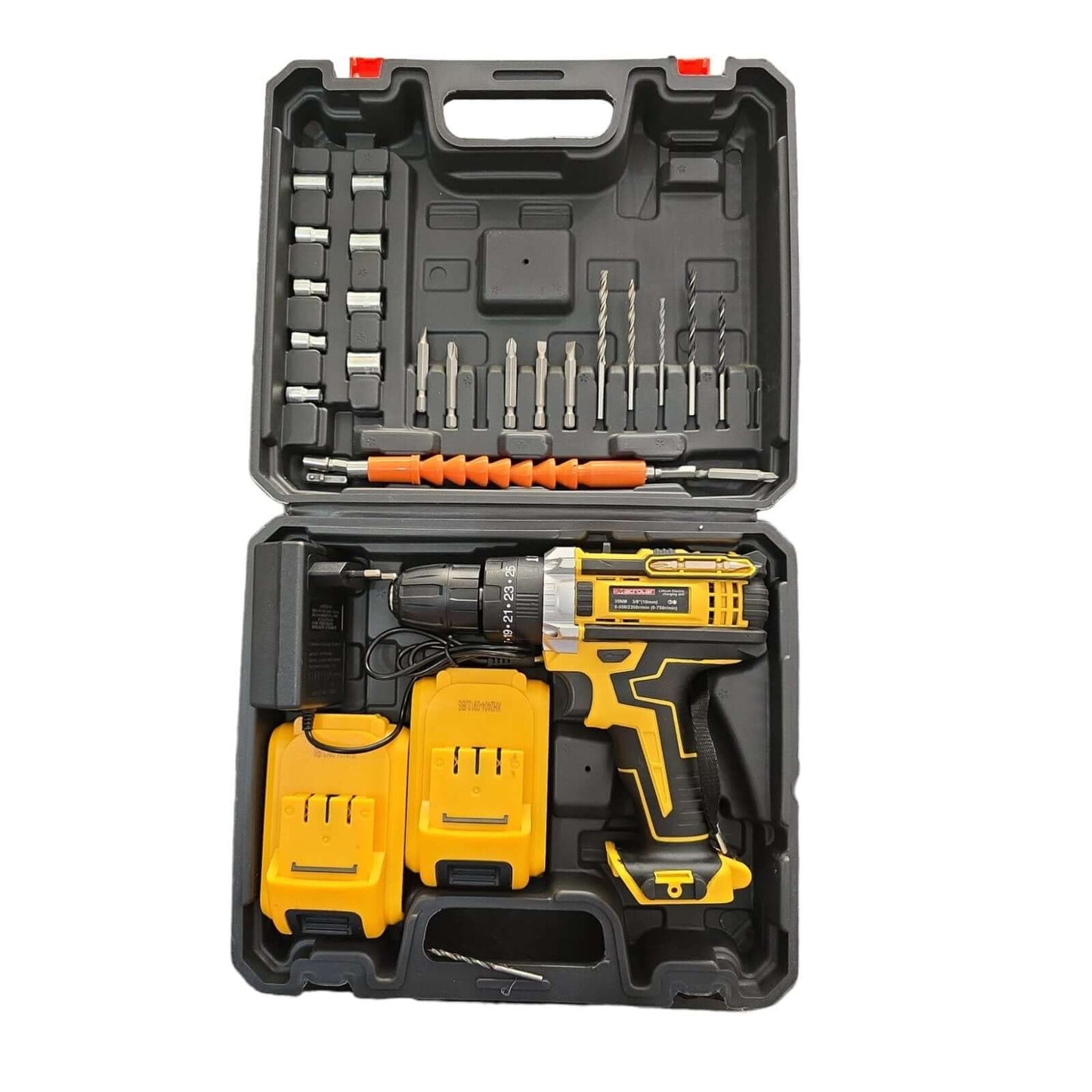 21V CORDLESS HAMMERING DRILL 3/8″(10MM) with accessories in carrying case