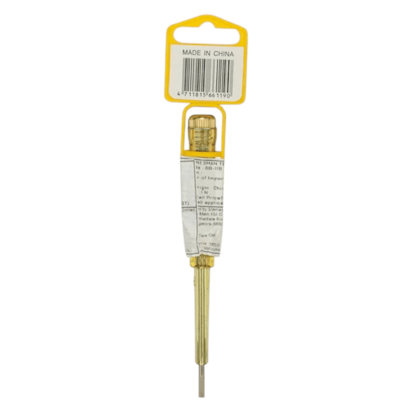 66-119 Testing Screwdriver 3 x 65mm (STANLEY) with built-in voltage tester, showcased in packaging against a white background.