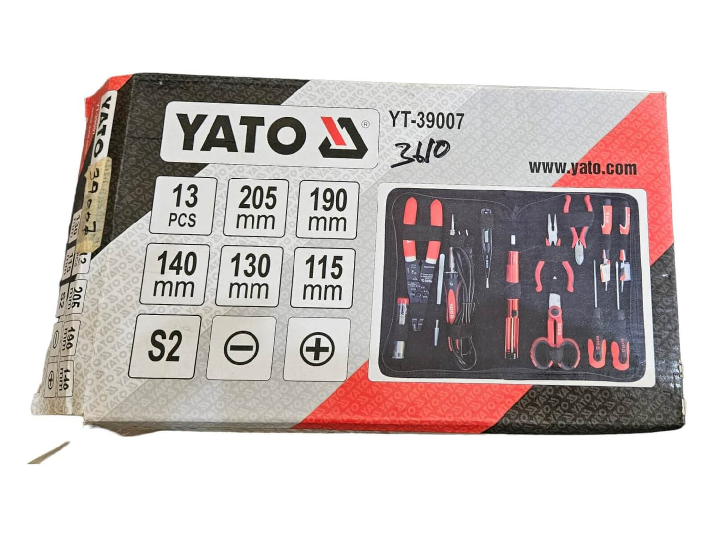 Yato YT-39007 13 Pcs Tool Set in packaging showcasing tool sizes and features, ideal for DIY and professional use.