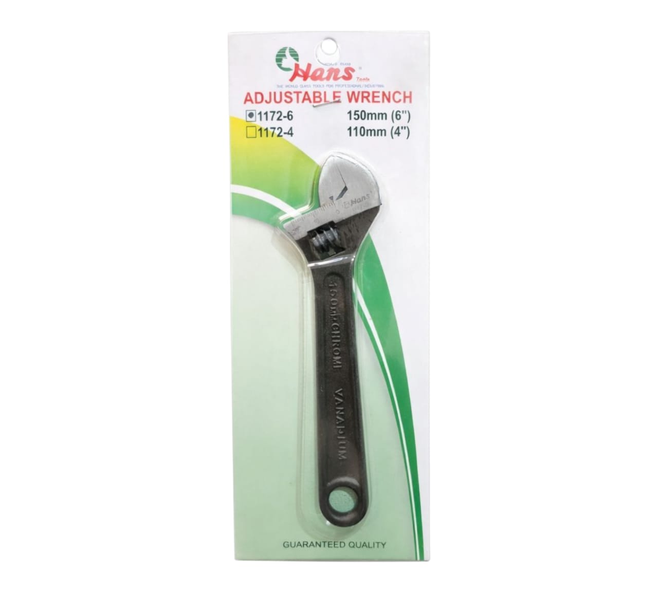 1172-06 ADJUSTABLE WRENCH 6" BLACK FINISH HANS