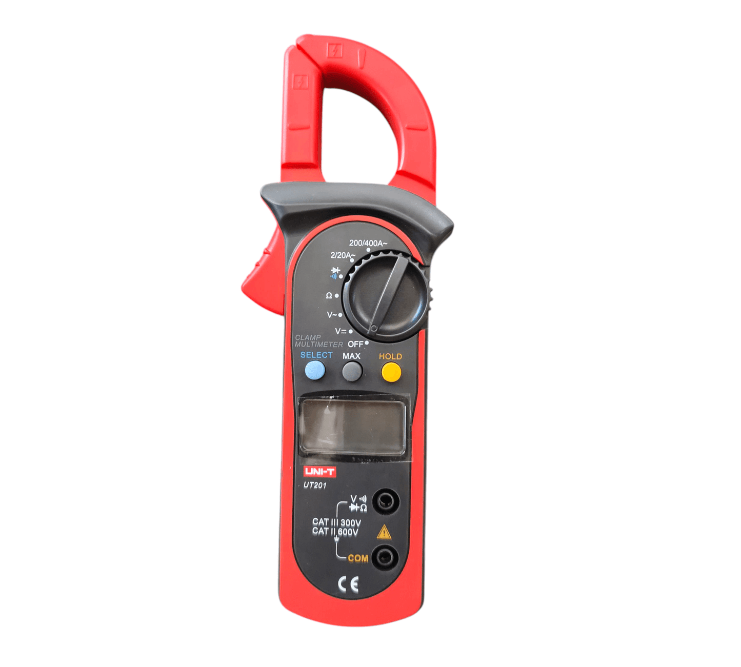 UT201 Digital Clamp Meter (UNI-T) for precise AC/DC voltage and current measurement, ideal for electricians and DIY users