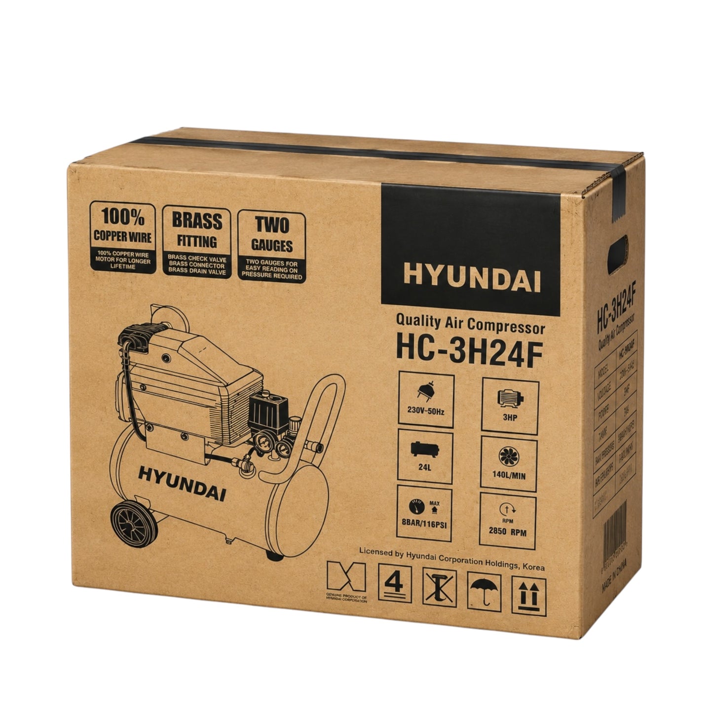 HC-3H24 Air Compressor 24L 1.5HP (HYUNDAI)