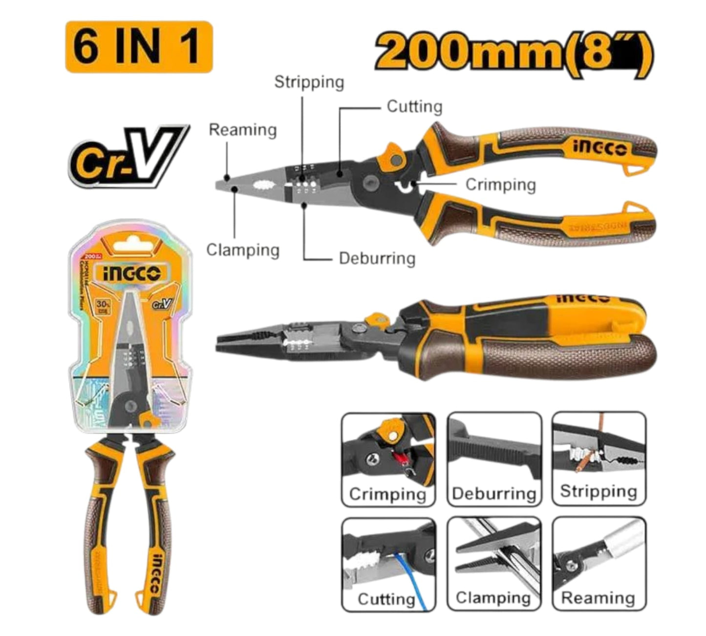 HMFLNP28200 6-IN-1 MULTI FUNCTION LONG NOSE PLIER INGCO