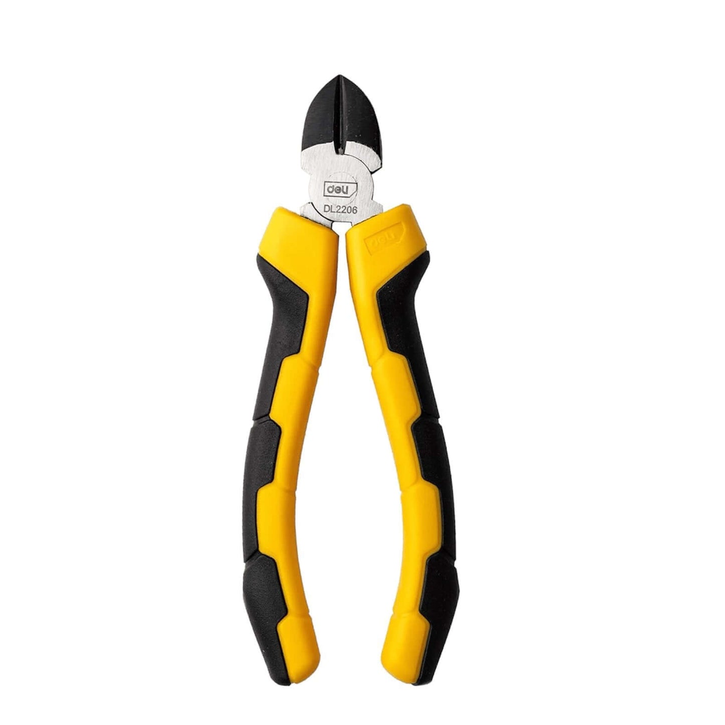 DL2206 Diagonal Cutting Pliers 6″ (DELI) in ergonomic yellow and black design for efficient wire cutting and stripping.