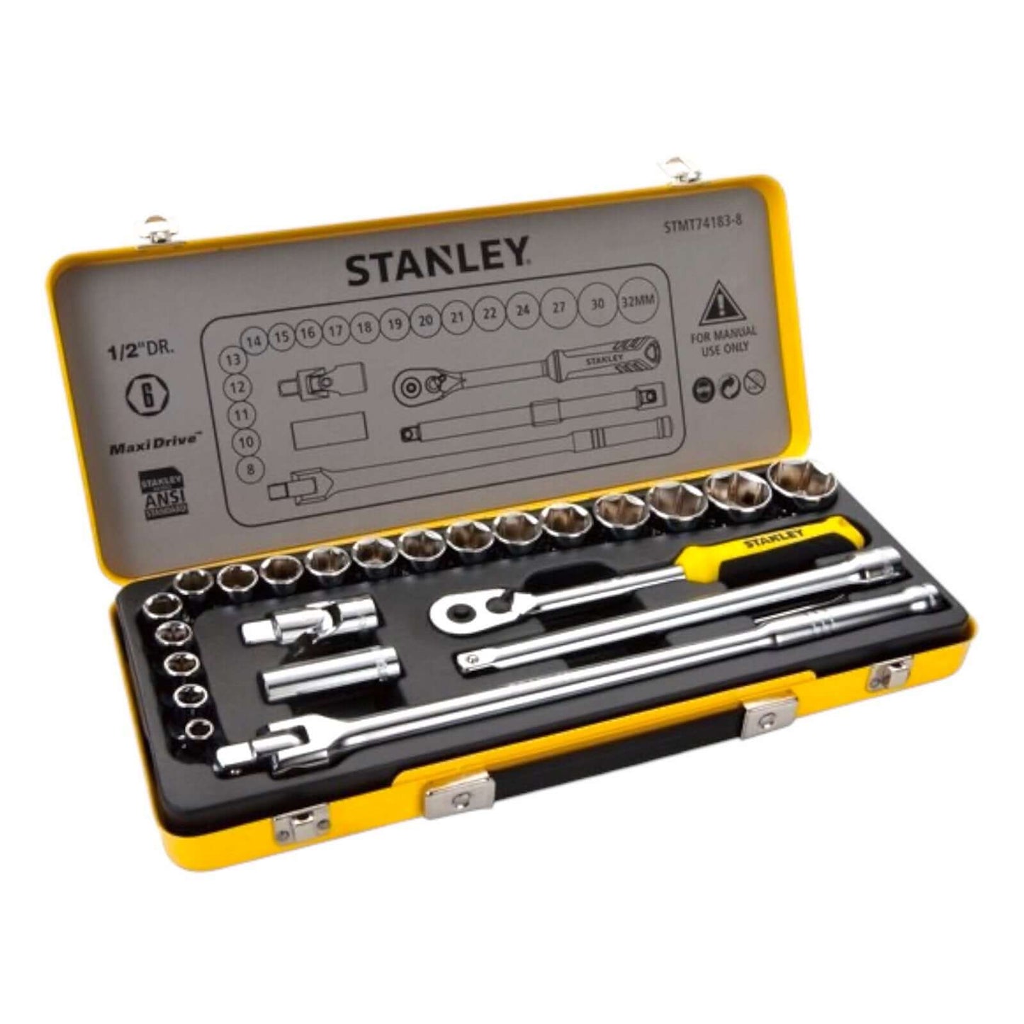 STMT74183-8 1/2 in Socket Set in Metal Tin 24 pcs Stanley for professional use