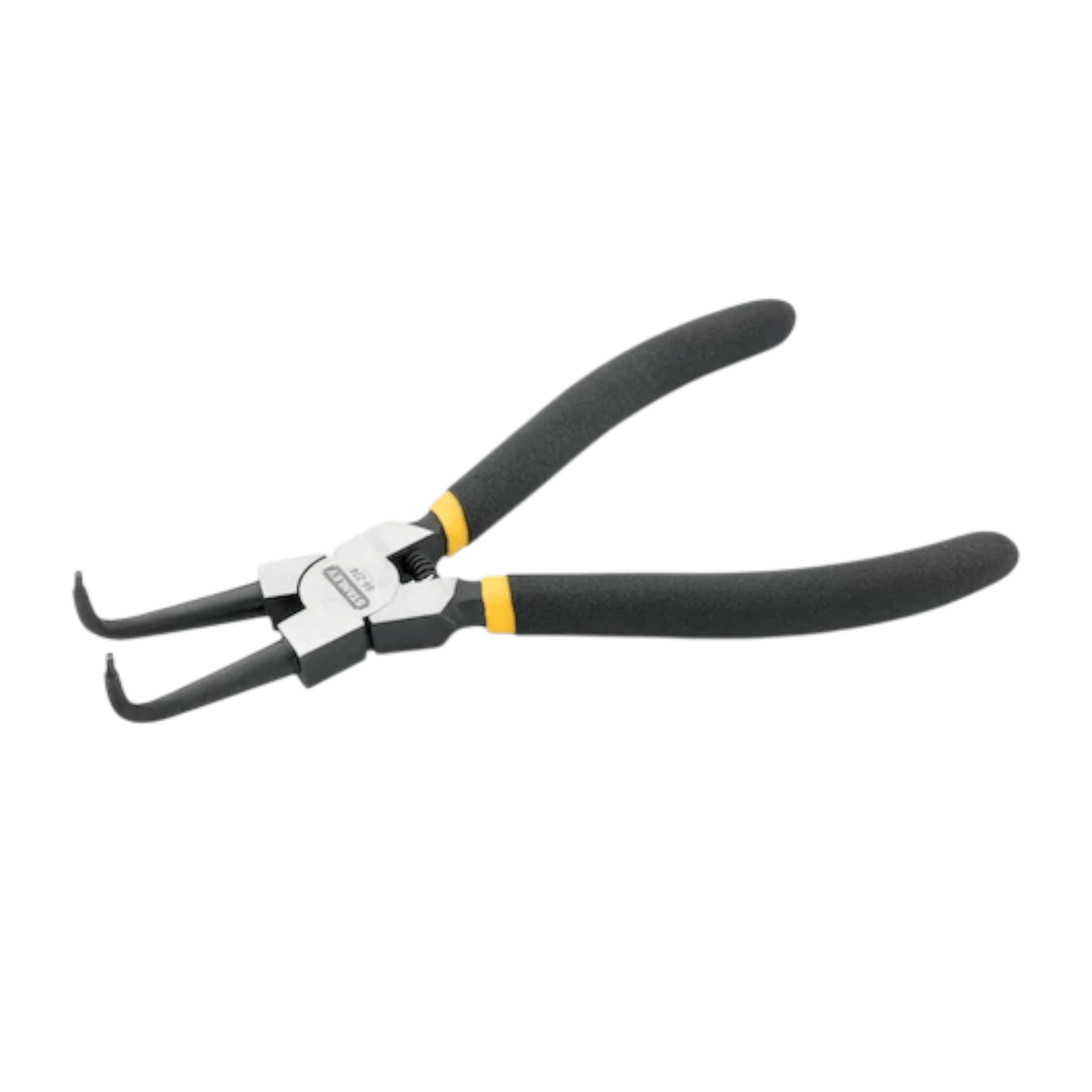 84-274 Internal Bent Circlip Pliers 7″ (STANLEY) with comfort grip handles for installing and removing internal circlips and snap rings.