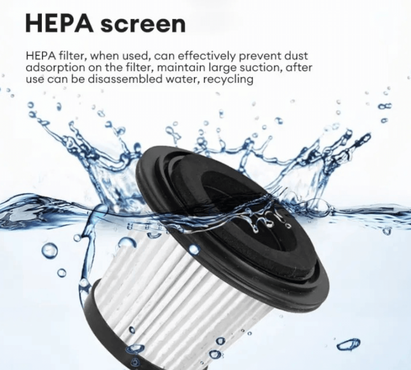 HEPA filter of DL8081 Portable car vacuum cleaner (DELI) preventing dust adsorption with high suction efficiency.