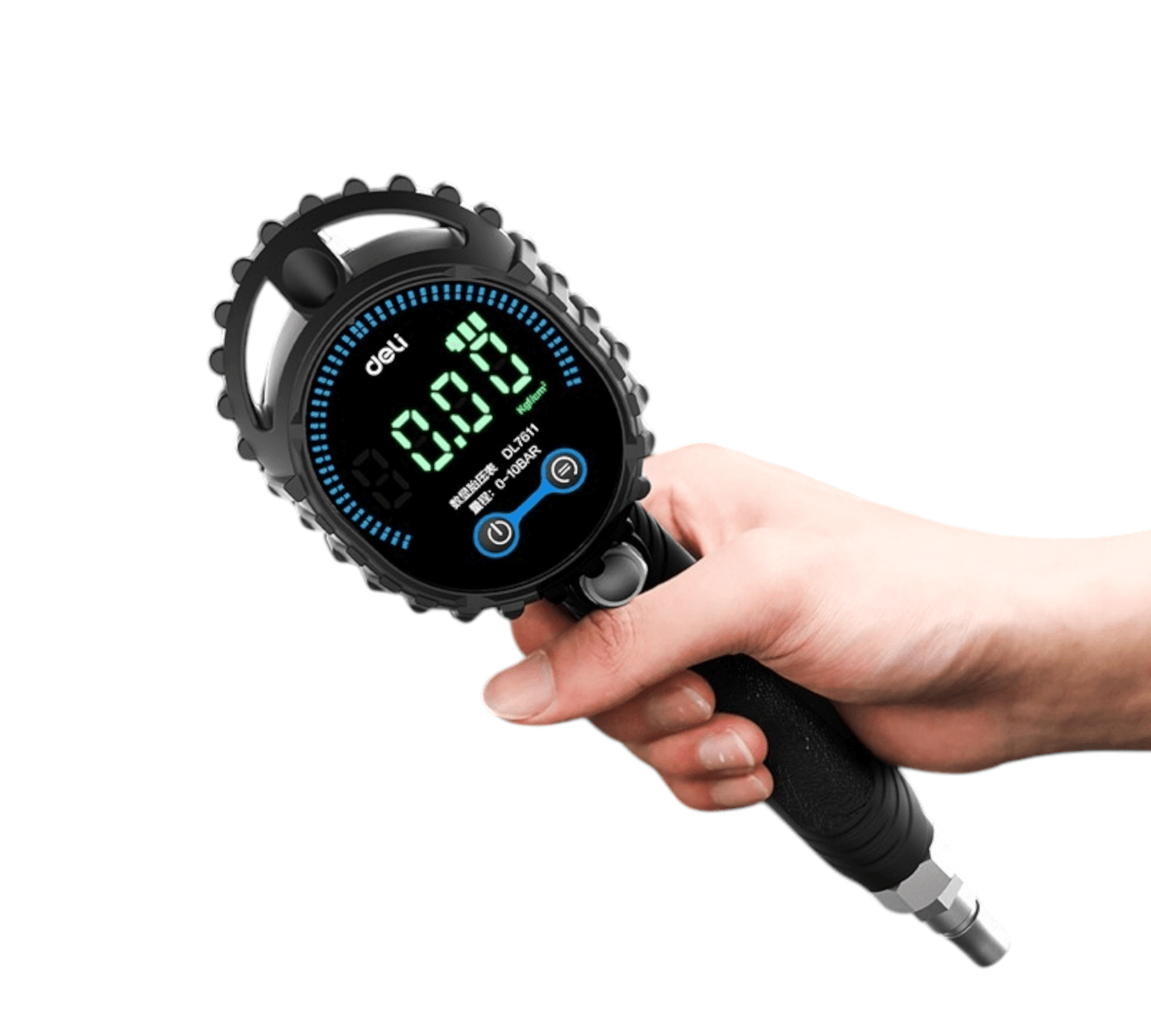 DL7611 Digital Display Tire Pressure Gauge 0.5-10BAR (DELI) with bright LCD for accurate readings