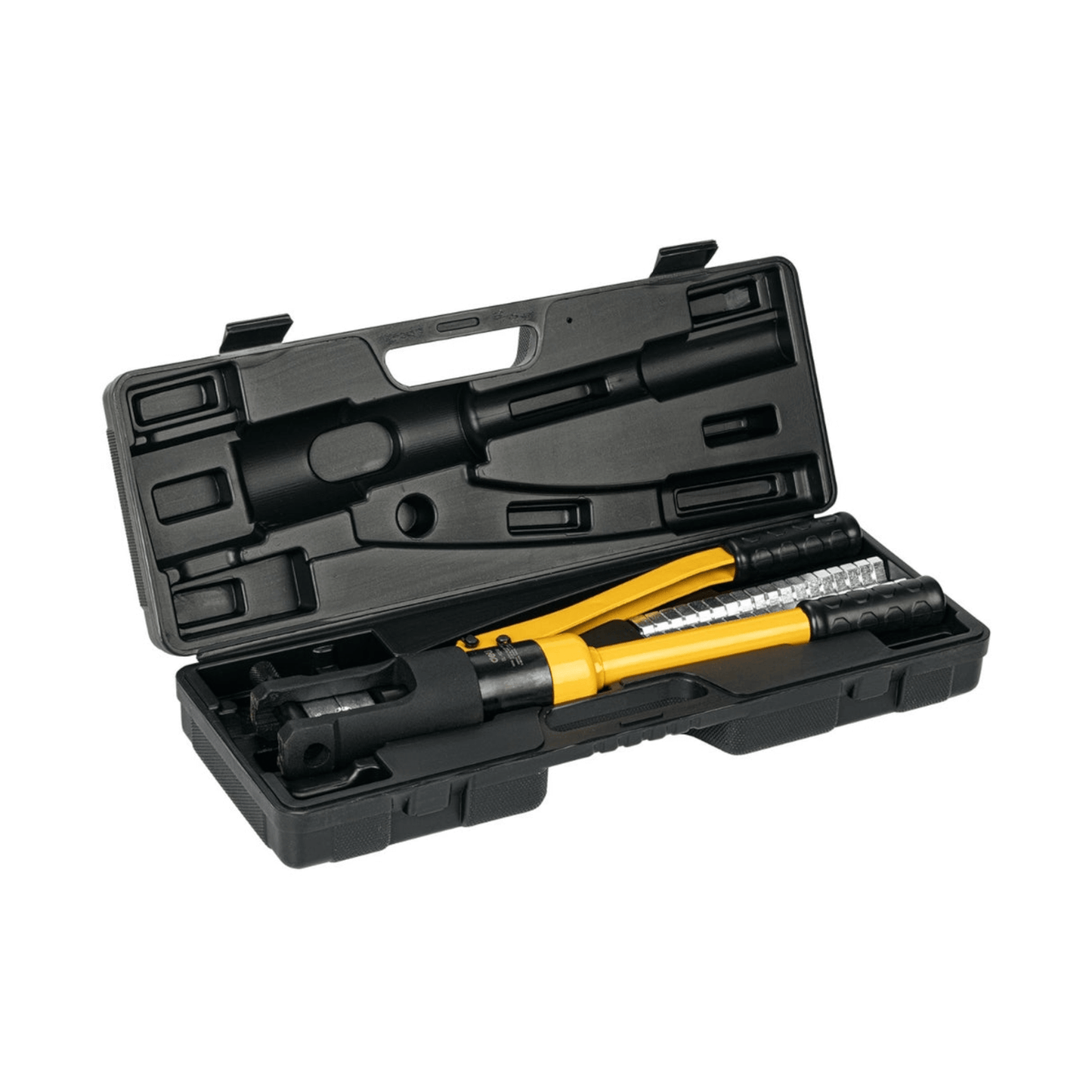 DL-YQ120 Hydraulic Crimping Plier 10-120mm (DELI) in carrying case, ideal for professional electrical and industrial crimping tasks.