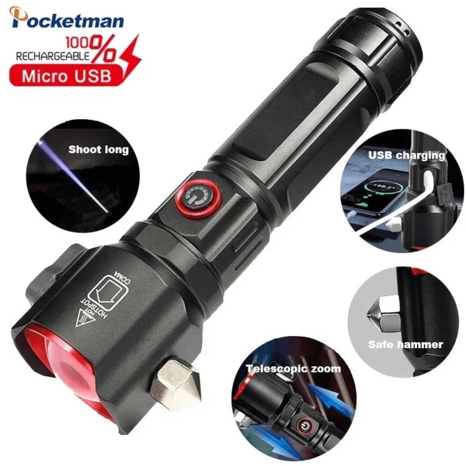 Led Multifunction Flashlight Waterproof Multifunction Laser LED Tactical Flashlight