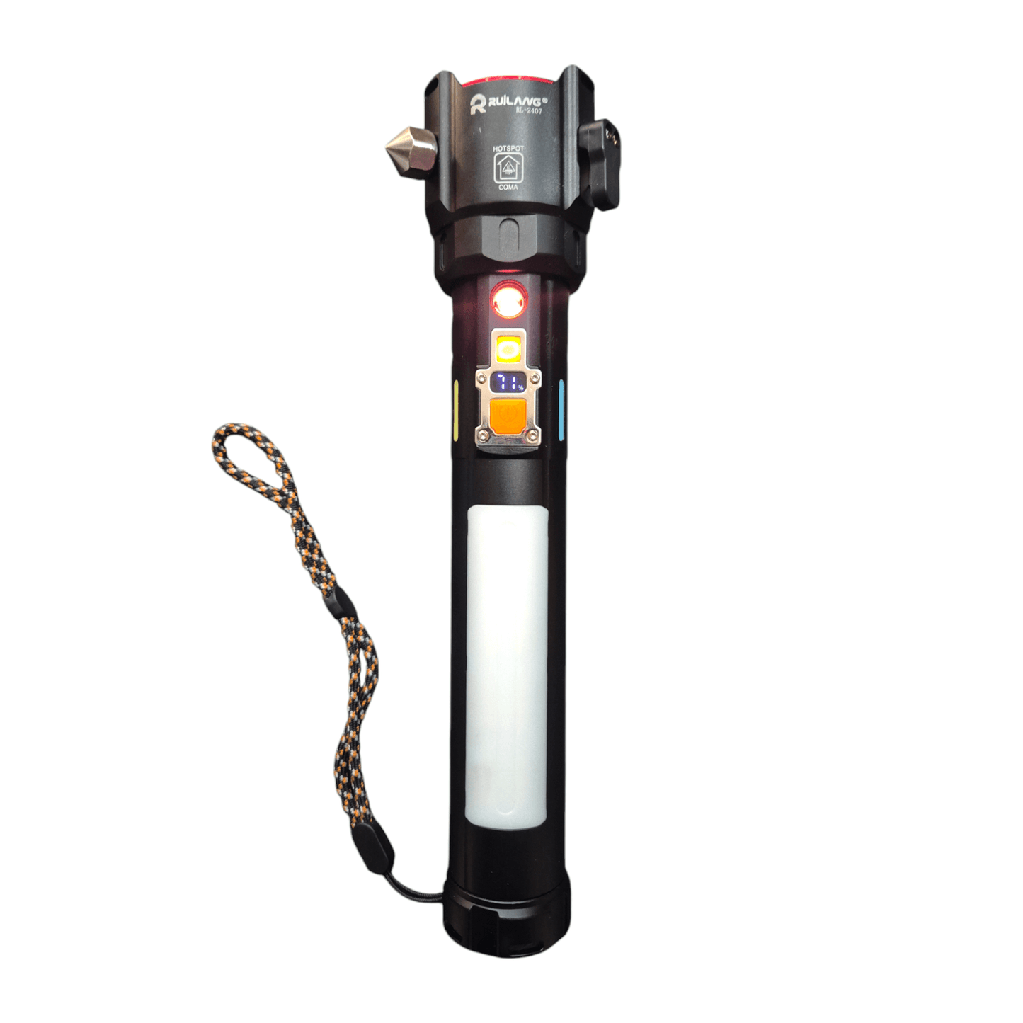 The Cigarette Lighter Multi Functional LED Flashlight with windproof charger and high-intensity light for camping and emergencies.
