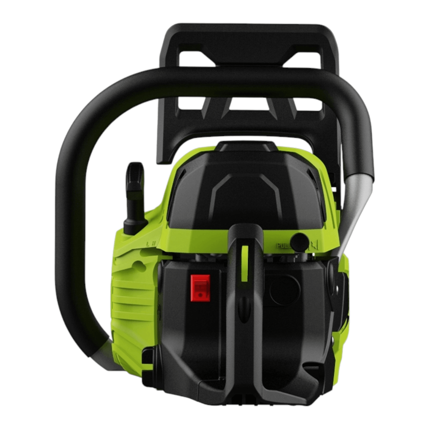 EDE-LJ20-1 Gasoline Chain Saw 20″ 58cc (DELI) front view showcasing powerful 58cc engine and ergonomic design for heavy-duty cutting.