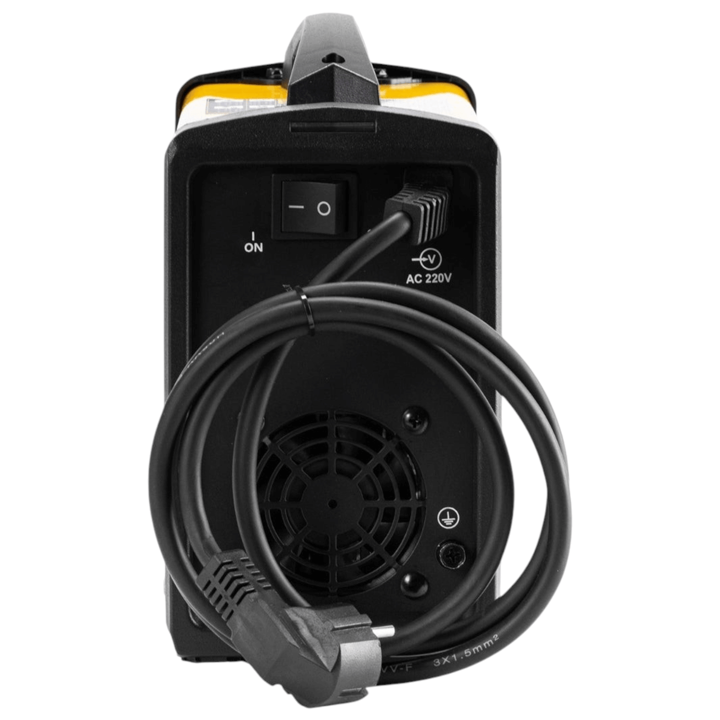 Back view of EDL‐ZX7‐160‐E1 Inverter MMA Welding Machine (DELI) showing power cord and switch.