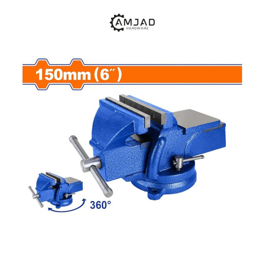 Bench Vice 6" WBV1A06 | Strong Steel Workshop Vice with 6-inch swivel base, durable clamping tool for workshops and DIY projects.