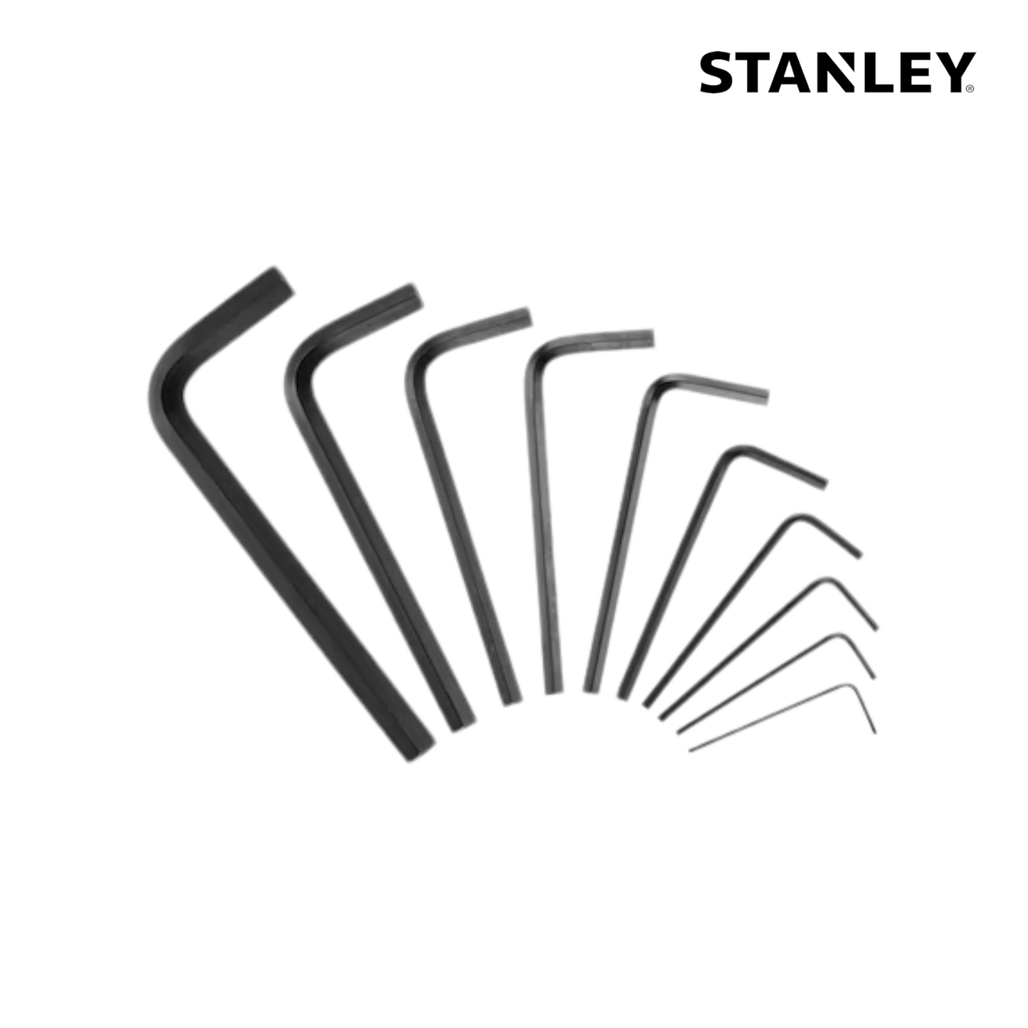 STANLEY Hex Key Metric 1.5 – 10 mm Set of 10 PCS 0-69-253, durable high tensile steel hex keys for professional use.