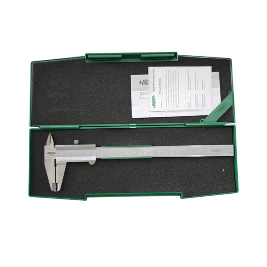 INSIZE 1205-150S Vernier Caliper 6″ 0-150×0.05mm/0-6×1/128″ in green case for precision measuring