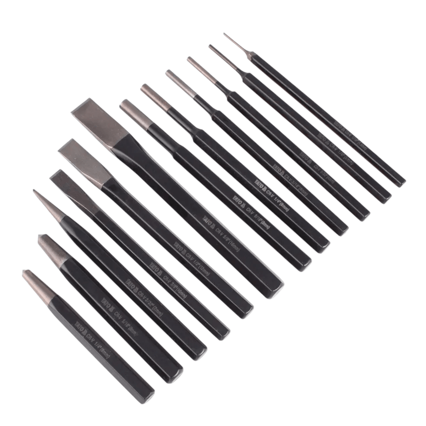 YT-4714 Professional Chisel and Punch Set (YATO) made of chrome vanadium steel, ideal for mechanics, craftsmen, and DIY enthusiasts