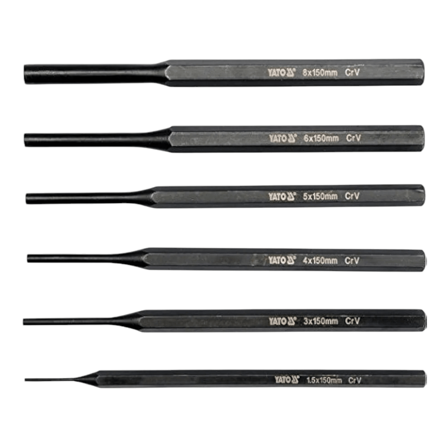 YT-47121 Professional Pin Punch Set 6 Pcs (YATO) with high-carbon steel construction and rust-resistant coating