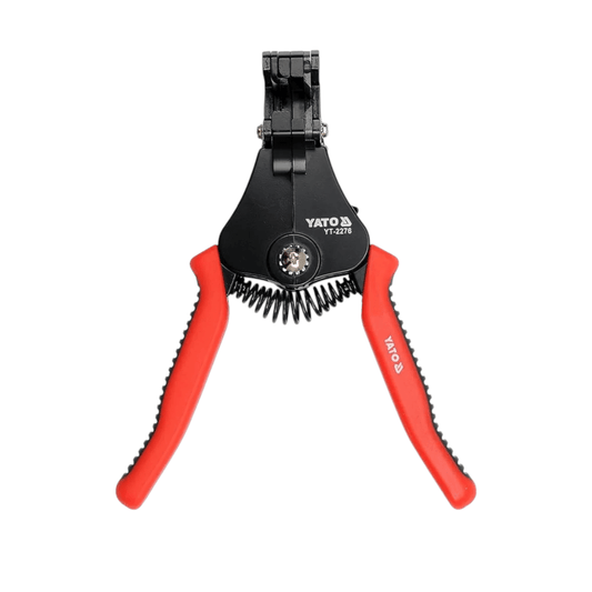 YT-2276 Automatic Wire Stripper (YATO) with red handles and black mechanism for professional wire stripping