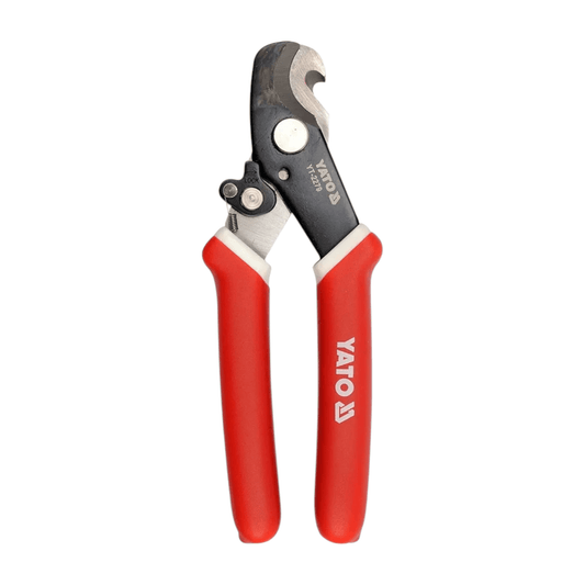 YT-2279 Cable Stripper 7″ (YATO) with ergonomic red handles and precision blades for electricians and DIY use.