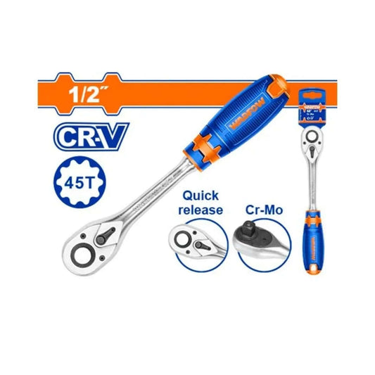WADFOW 1/2 Inch Ratchet Wrench WRW1212 | Heavy Duty TooL with high torque performance and quick release feature - 45T Cr-Mo