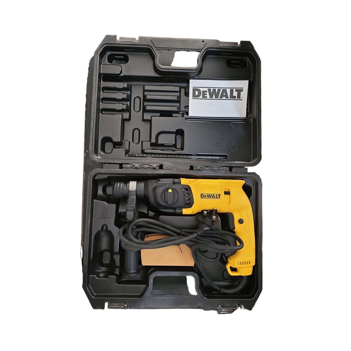 22mm 3 mode SDS-Plus Hammer D25033C (DEWALT) in carrying case with accessories for versatile drilling.