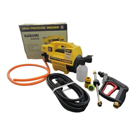 HIGH PRESSURE WASHER KA2150 (KASUMI) with accessories for powerful cleaning, featuring a robust motor and high pressure output.