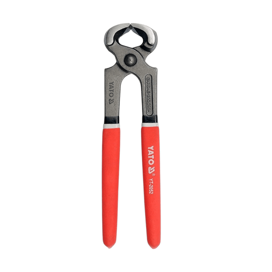 The YT-2052 Carpenter’s Pliers 8″ by YATO with ergonomic red handles for precision woodworking.