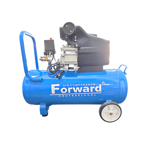 Air Compressor 50L (FORWARD) - Blue air compressor with 50-liter tank and high-performance motor for professionals and DIY users.