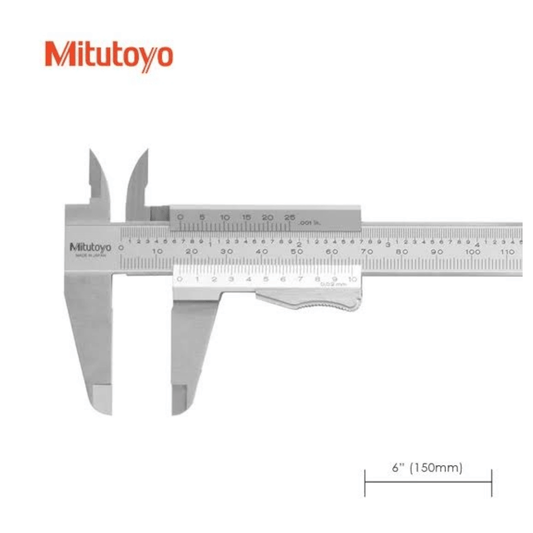 Vernier Caliper 6″ (MITUTOYO) - High-precision measuring tool for inner and outer dimensions, crafted from stainless steel.