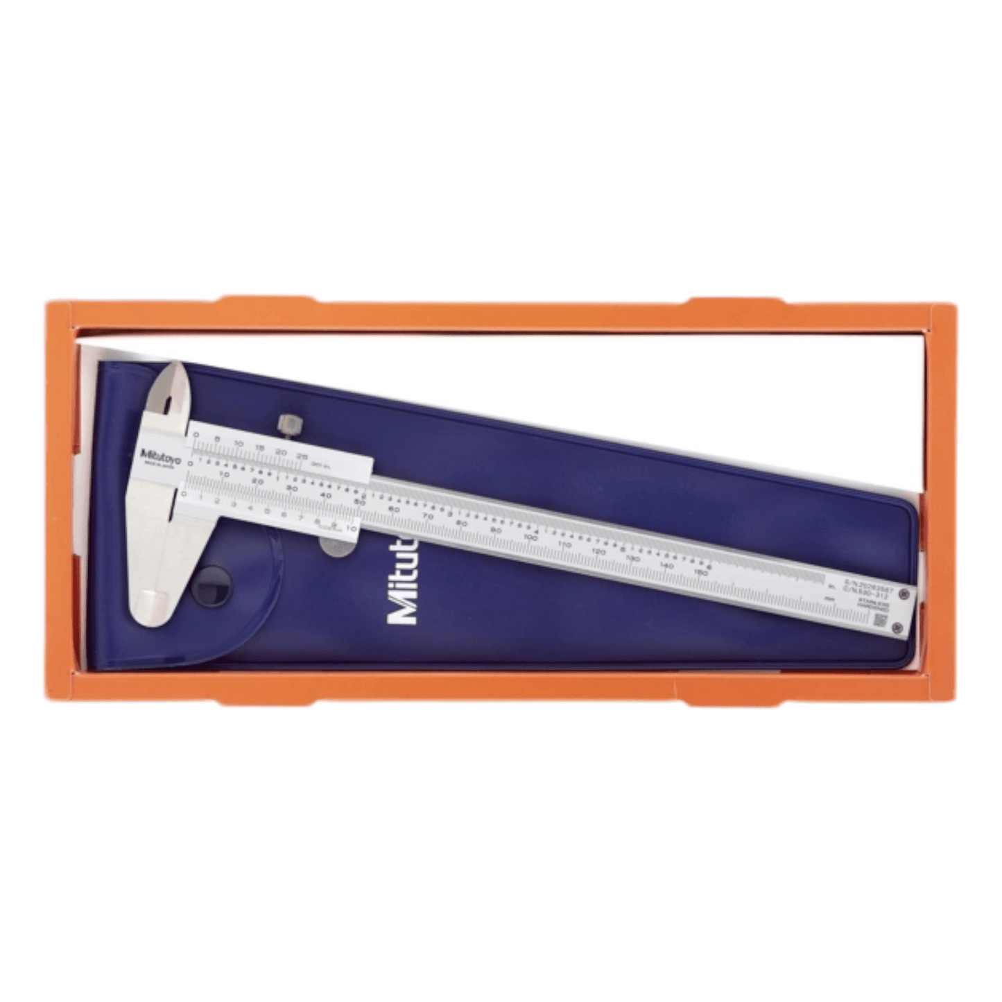 MITUTOYO 6″ Vernier Caliper in case - high-precision stainless steel tool for measuring dimensions with accuracy and reliability.