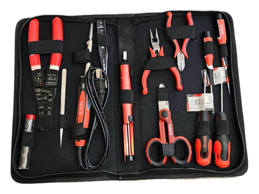 Yato YT-39007 13 Pcs Tool Set displayed in an open case showing various hand tools for DIY and home repair projects.