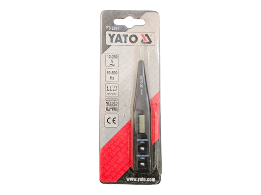 Packaging of Digital Voltage Tester YT2861 YATO for electrical diagnostics, highlighting precision and reliability features.