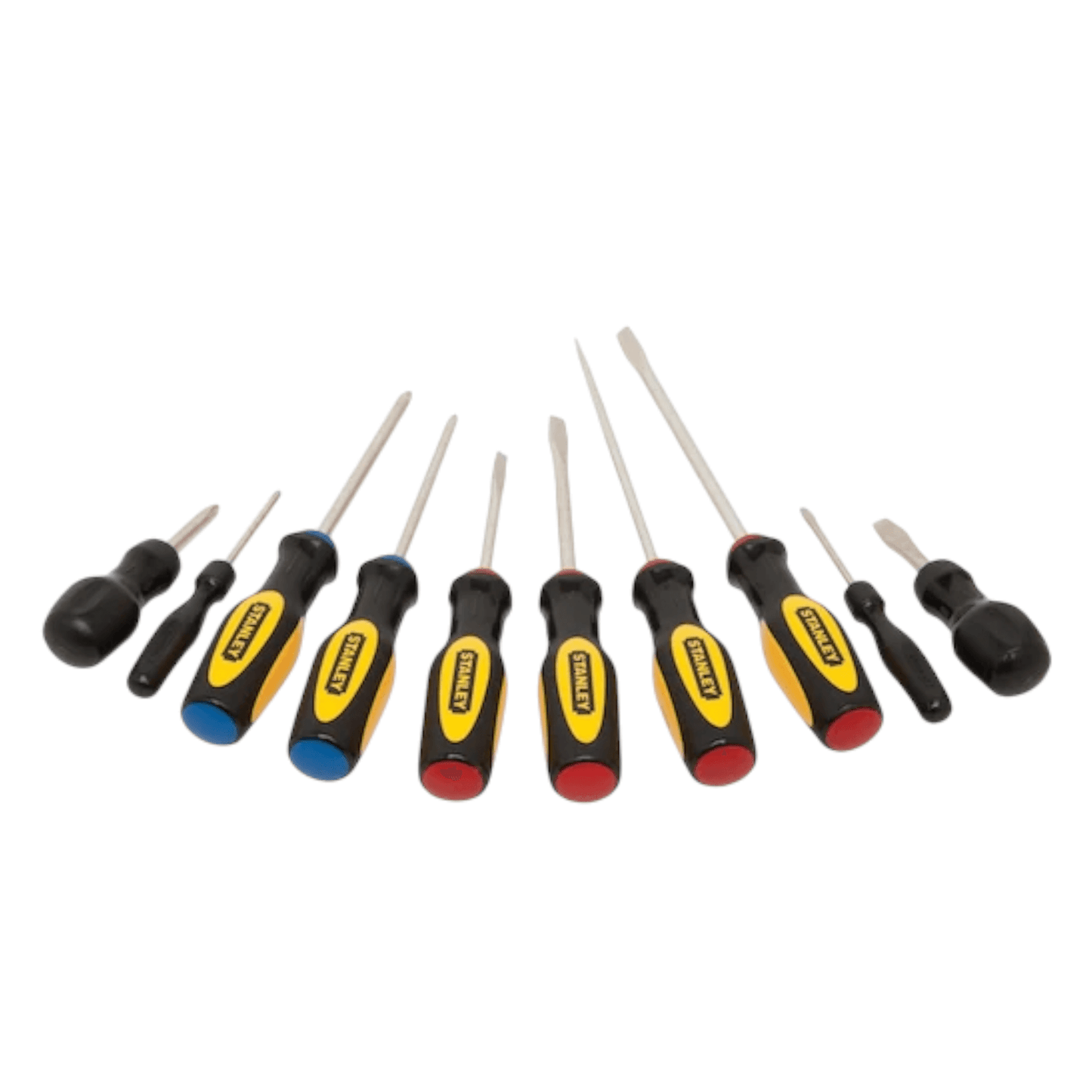 0-60-100 10 piece Stanley Screwdriver Set (STANLEY) with flathead and Phillips screwdrivers, ideal for precision and durability.