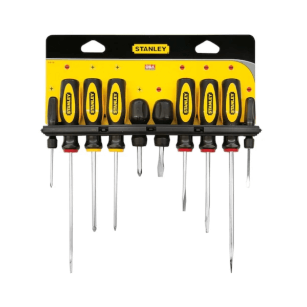 0-60-100 10 piece Stanley Screwdriver Set (STANLEY) featuring precision-engineered flathead and Phillips screwdrivers for DIY and home projects.