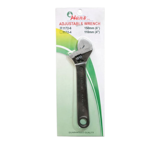 1172-06 ADJUSTABLE WRENCH 6" BLACK FINISH HANS