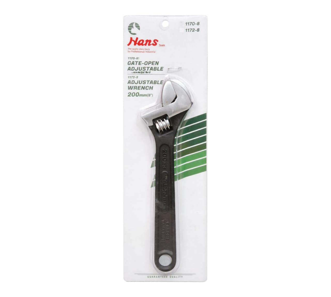 1172-08 ADJUSTABLE WRENCH 200MM 8" BLACK FINISH HANS